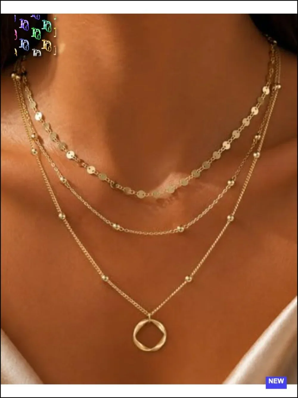 3 Pcs 14K Gold Plated Layered Necklace Stack Set for Women Pendant